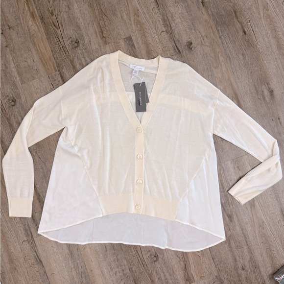 Nordstrom Signature • V Neck Mixed Media Cardigan - Picture 2 of 11